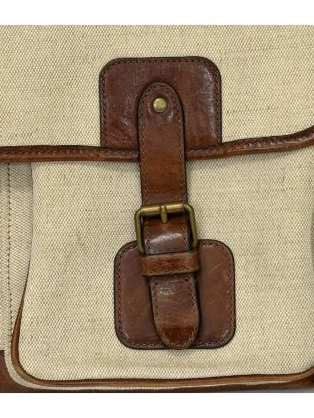 Fossil Men's Greenville Messenger Bag Canvas Cowhide Leather Travel Classic